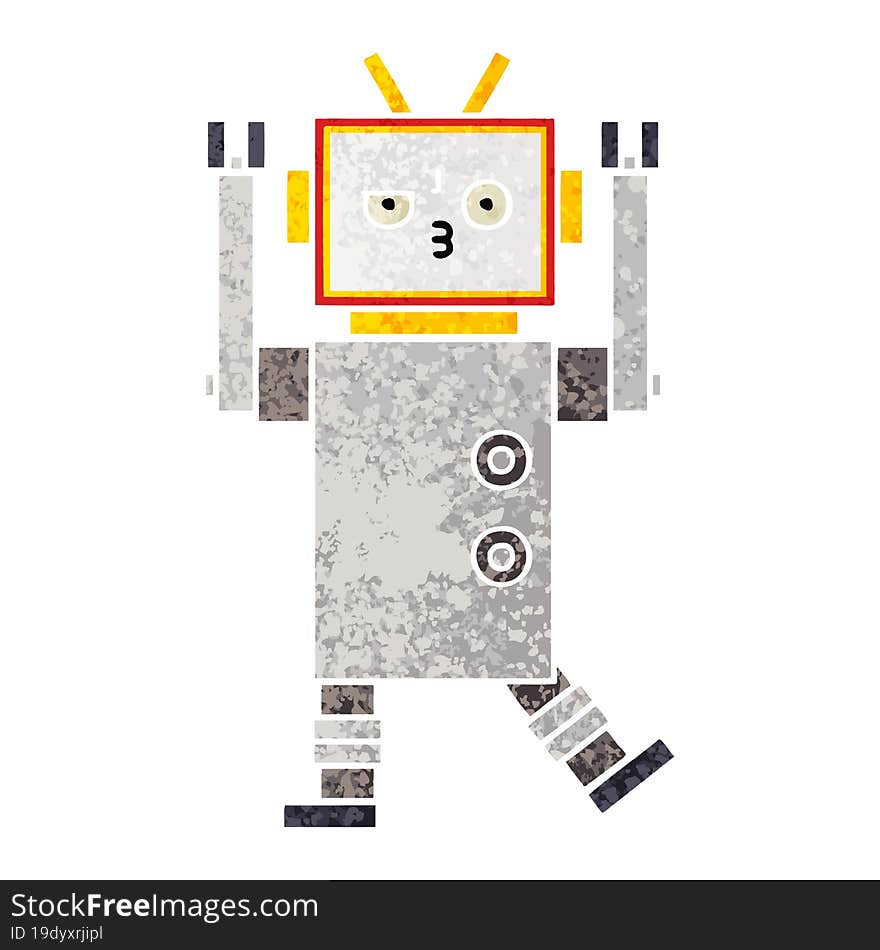 Retro Illustration Style Cartoon Robot