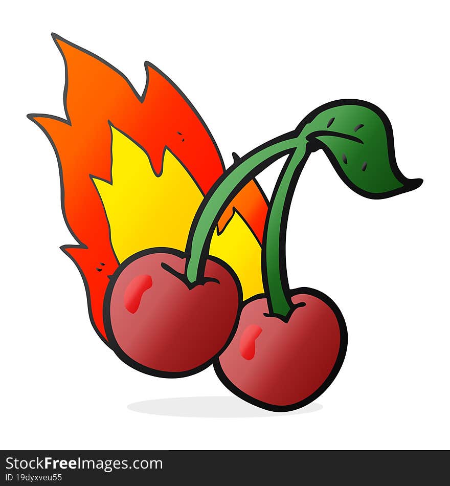 Cartoon Flaming Cherries