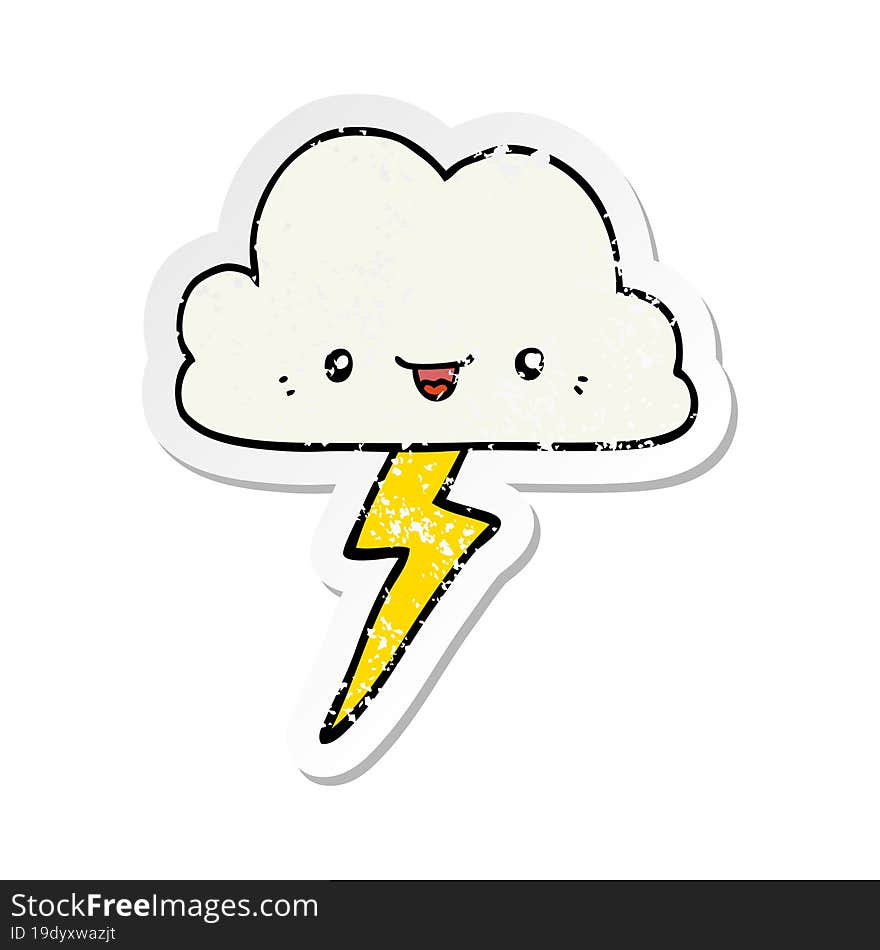 distressed sticker of a cartoon storm cloud