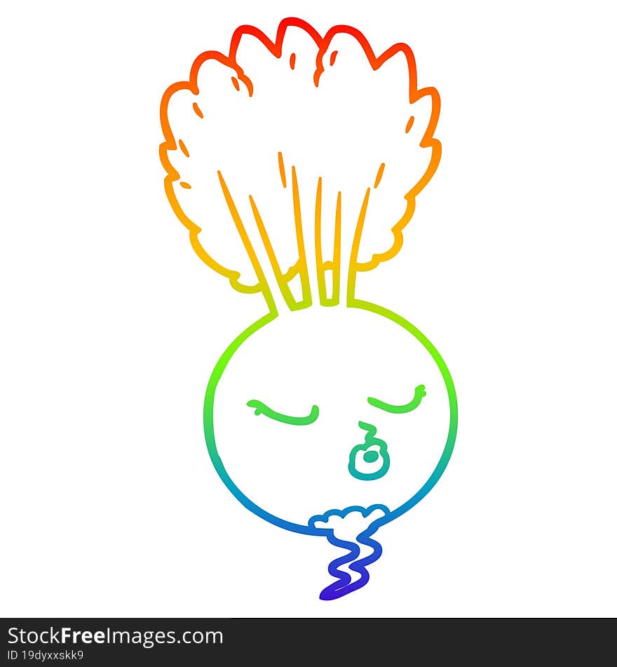 rainbow gradient line drawing cartoon root vegetable