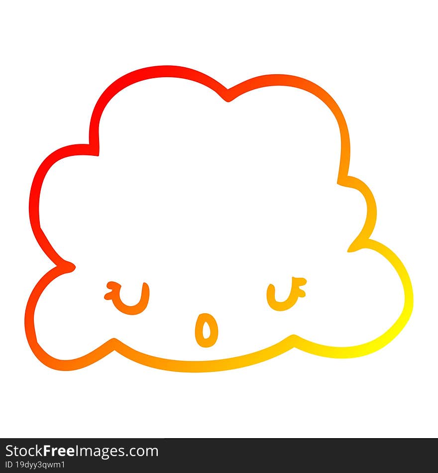 warm gradient line drawing cute cartoon cloud