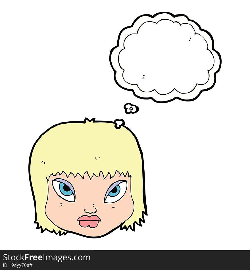 cartoon annoyed face with thought bubble