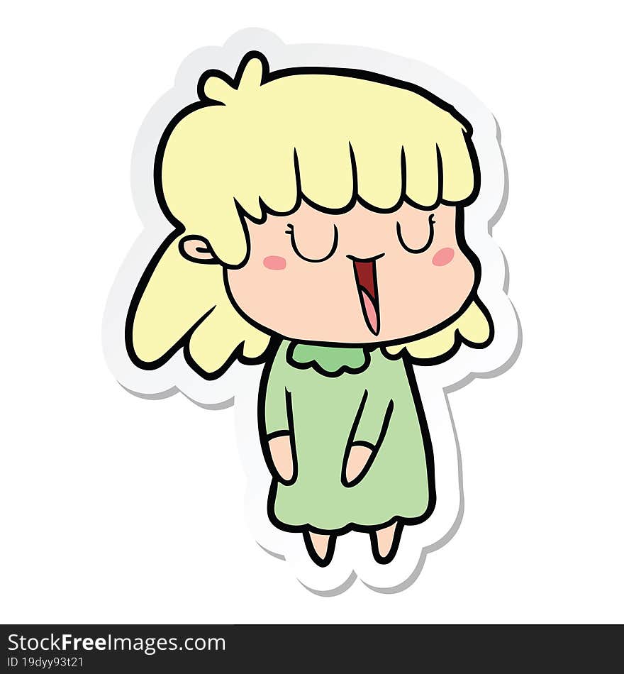 sticker of a cartoon woman laughing