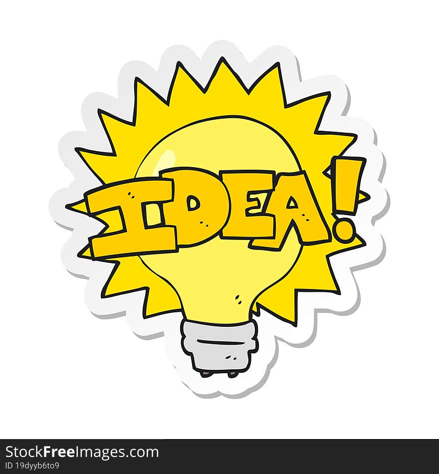 Sticker Of A Cartoon Idea Light Bulb Symbol