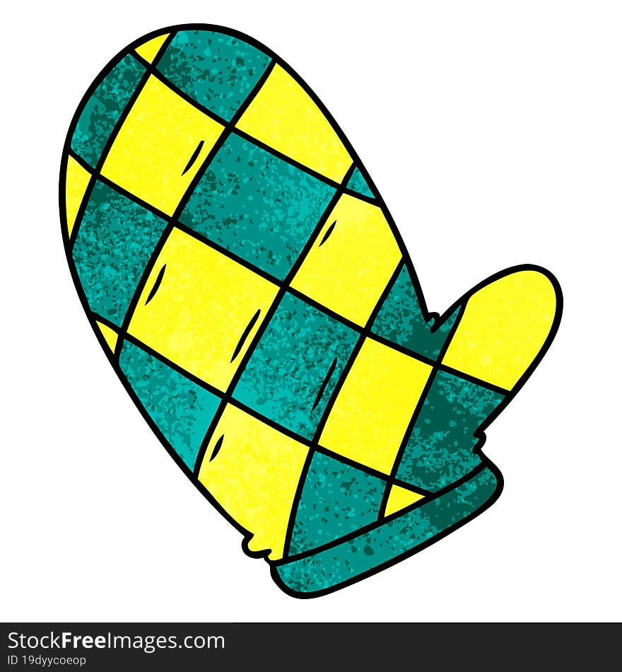 textured cartoon doodle of an oven glove