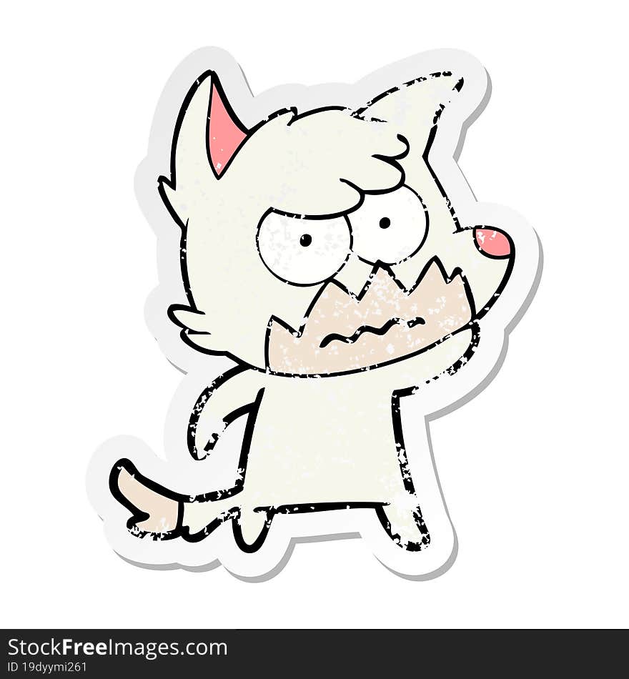 distressed sticker of a cartoon annoyed fox