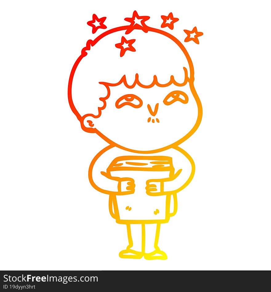 warm gradient line drawing cartoon amazed boy