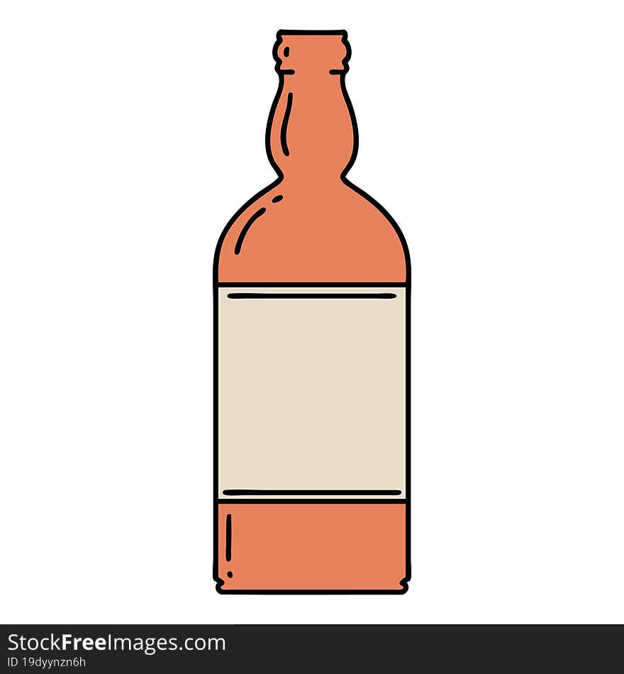 tattoo in traditional style of a bottle. tattoo in traditional style of a bottle