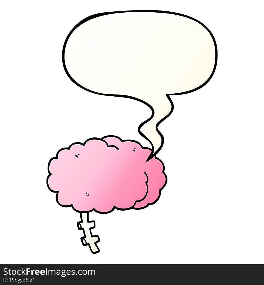 cartoon brain and speech bubble in smooth gradient style