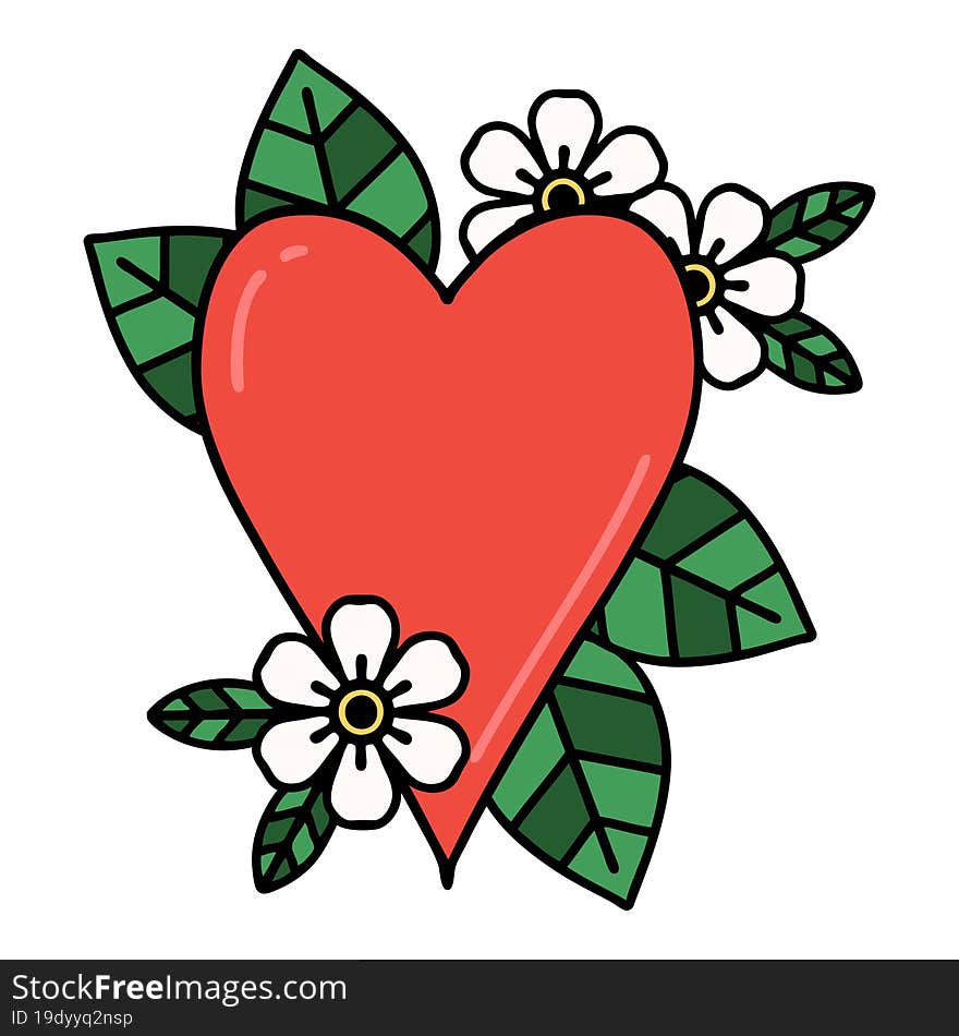 tattoo in traditional style of a botanical heart. tattoo in traditional style of a botanical heart