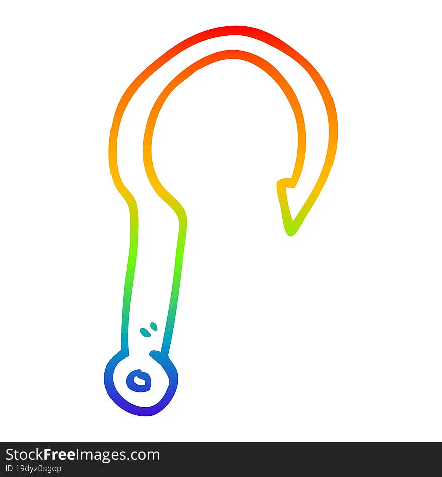 rainbow gradient line drawing cartoon fish hook