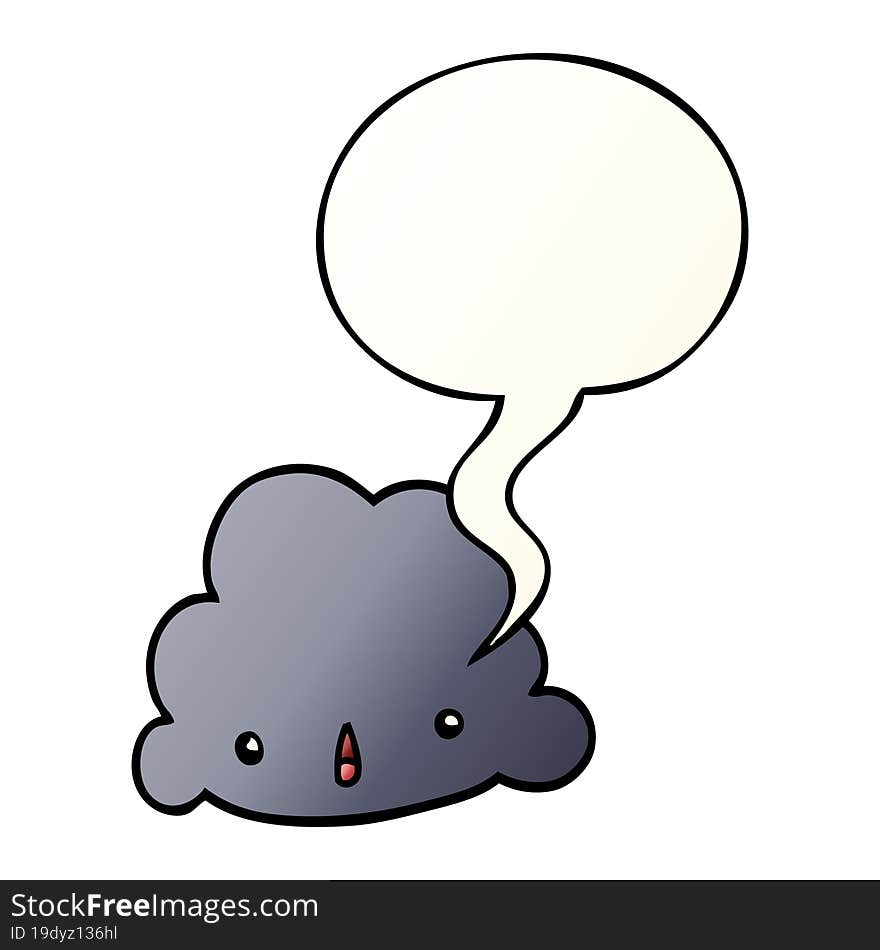 cartoon cloud and speech bubble in smooth gradient style