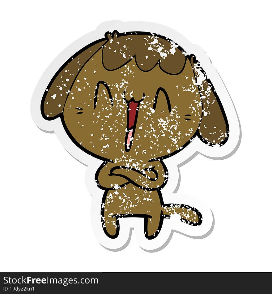 distressed sticker of a cute cartoon dog