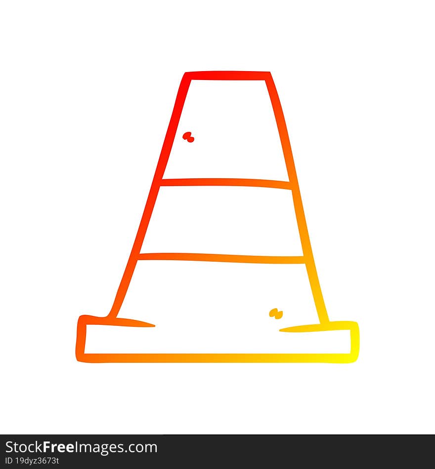 Warm Gradient Line Drawing Cartoon Road Traffic Cone