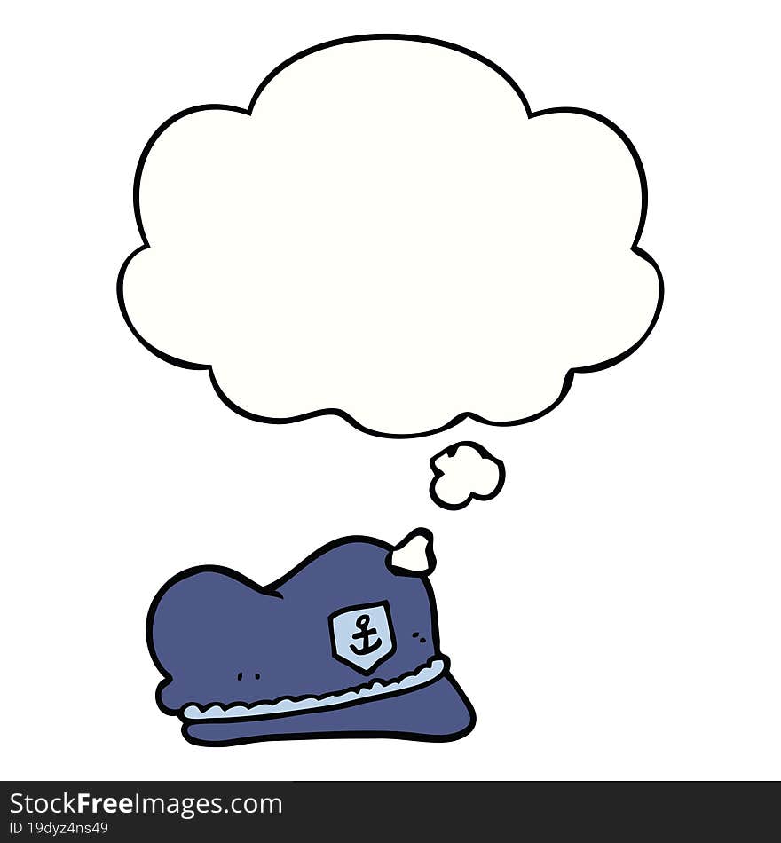 cartoon sailor hat and thought bubble