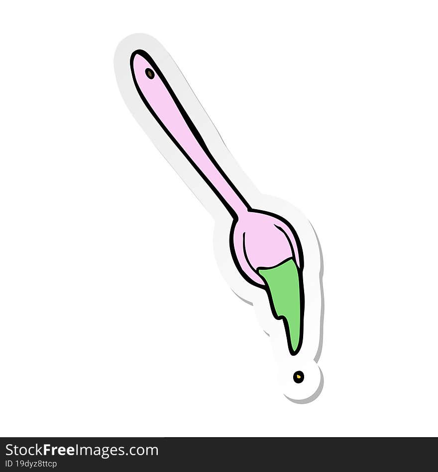 Sticker Of A Cartoon Spoon