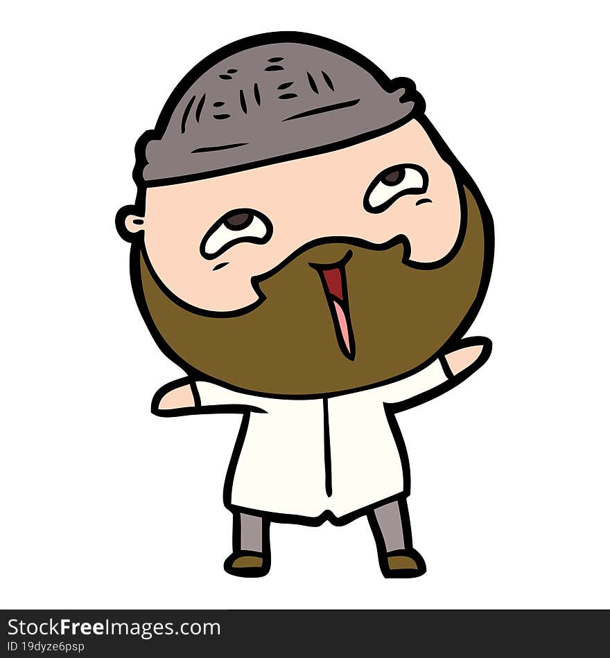 cartoon happy bearded man. cartoon happy bearded man