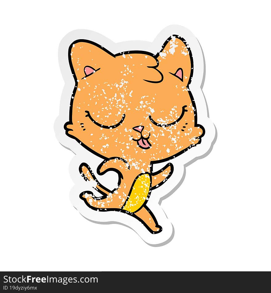 Distressed Sticker Of A Cartoon Cat Running