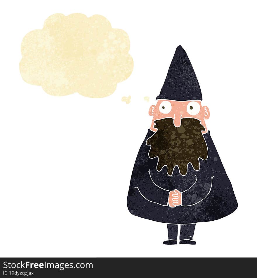 cartoon wizard with thought bubble