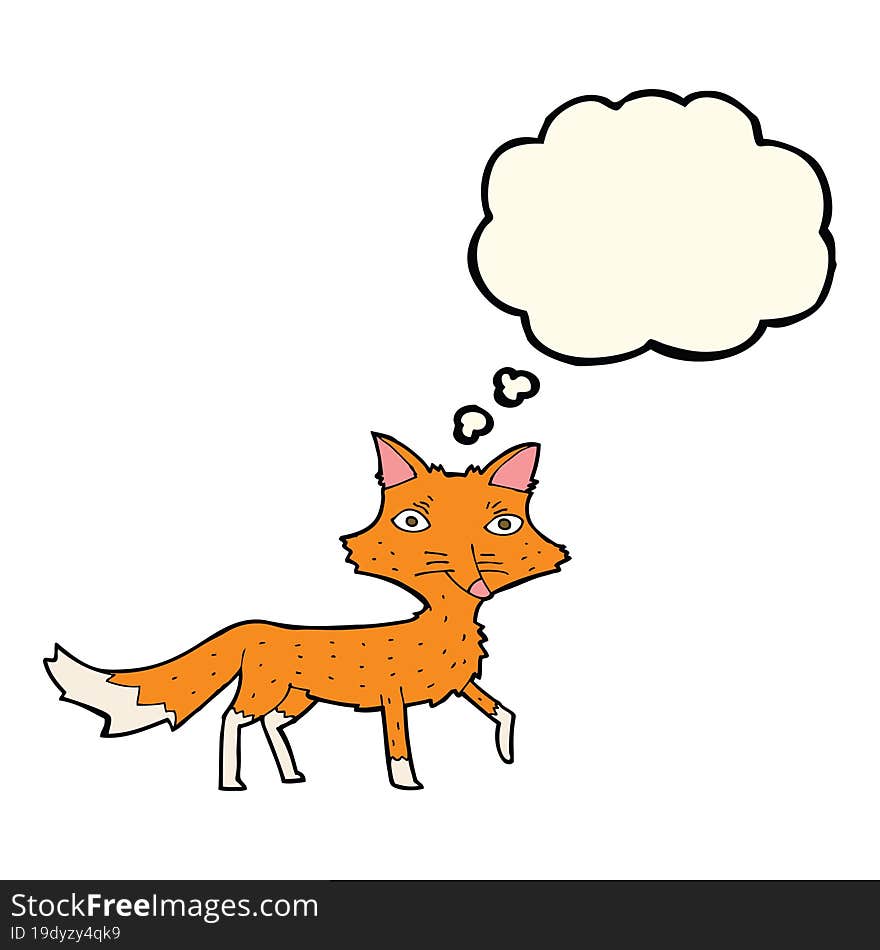 cartoon little fox with thought bubble