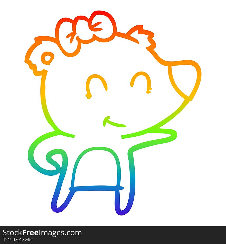 rainbow gradient line drawing female bear cartoon