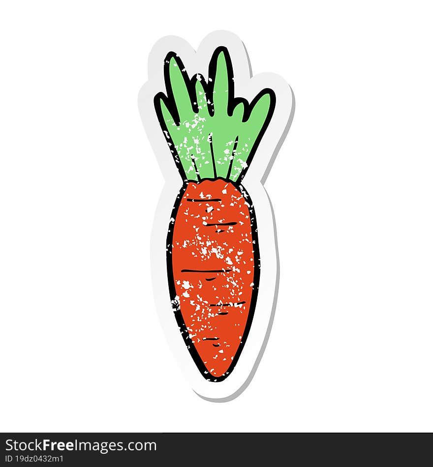 distressed sticker of a cartoon carrot