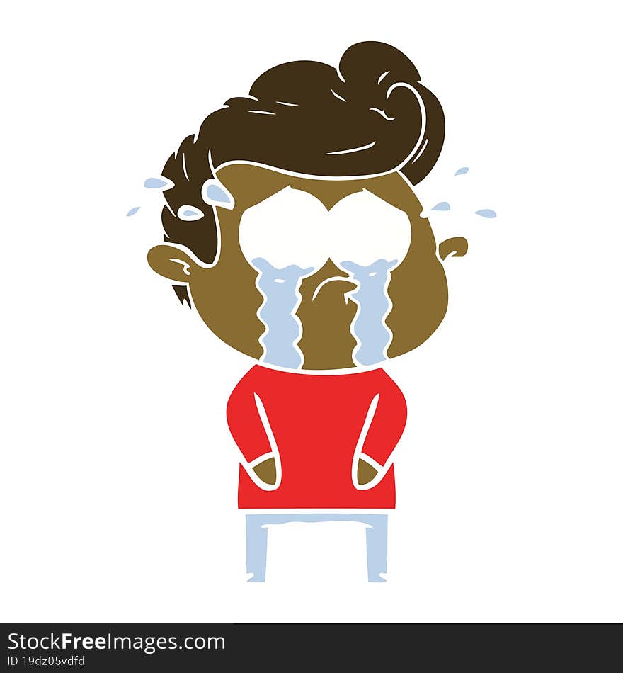 flat color style cartoon crying man