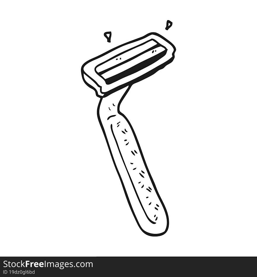 freehand drawn black and white cartoon razor