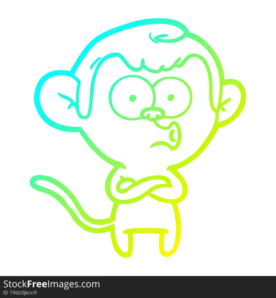 cold gradient line drawing cartoon surprised monkey