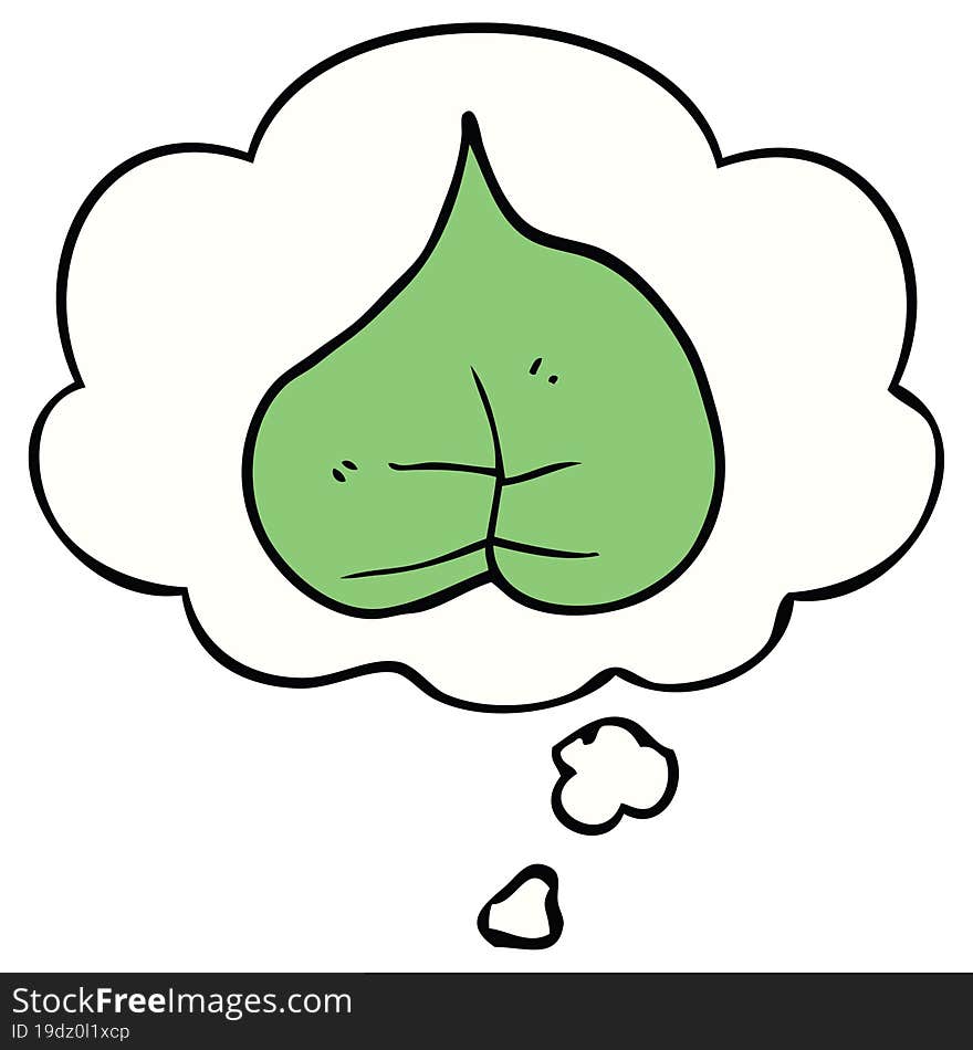 Cartoon Leaf And Thought Bubble