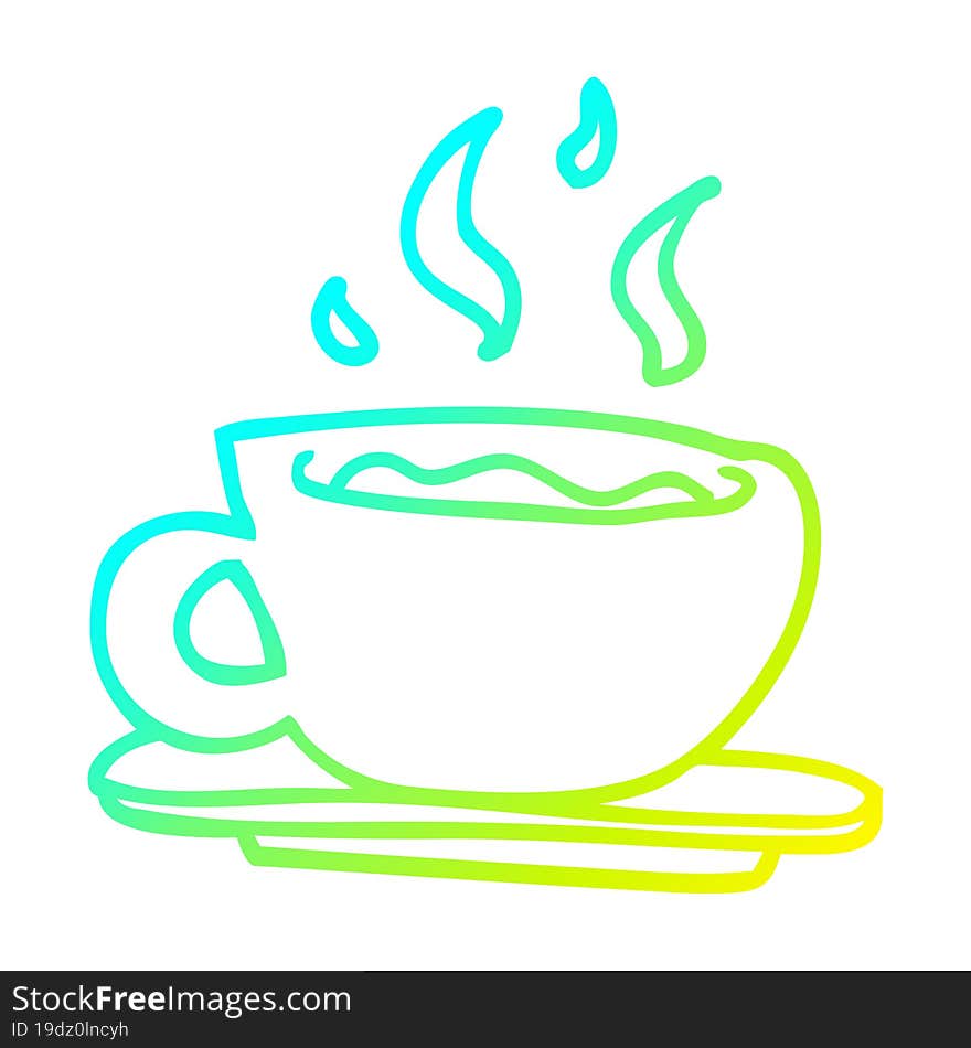 cold gradient line drawing cartoon cup of tea