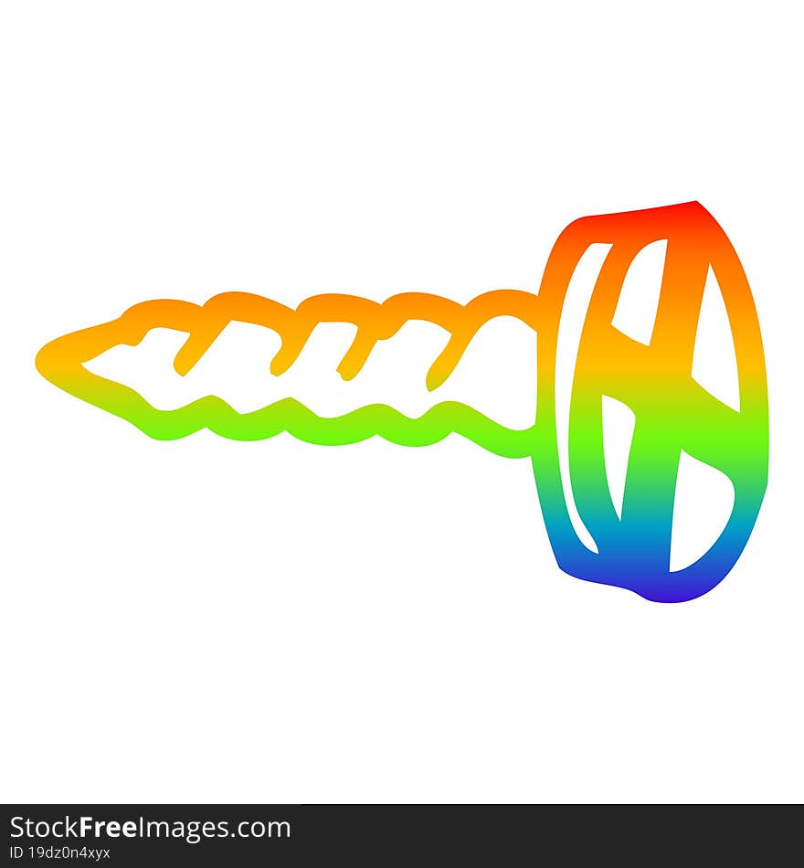 rainbow gradient line drawing cartoon old brass screw