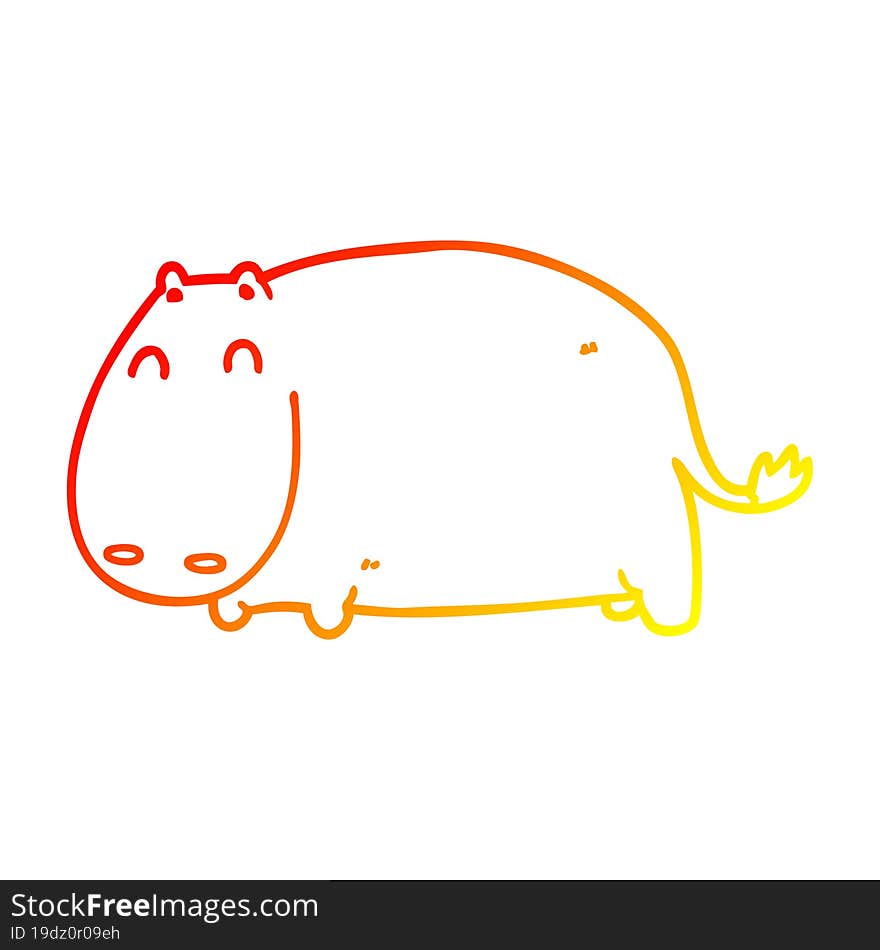 Warm Gradient Line Drawing Cartoon Hippo