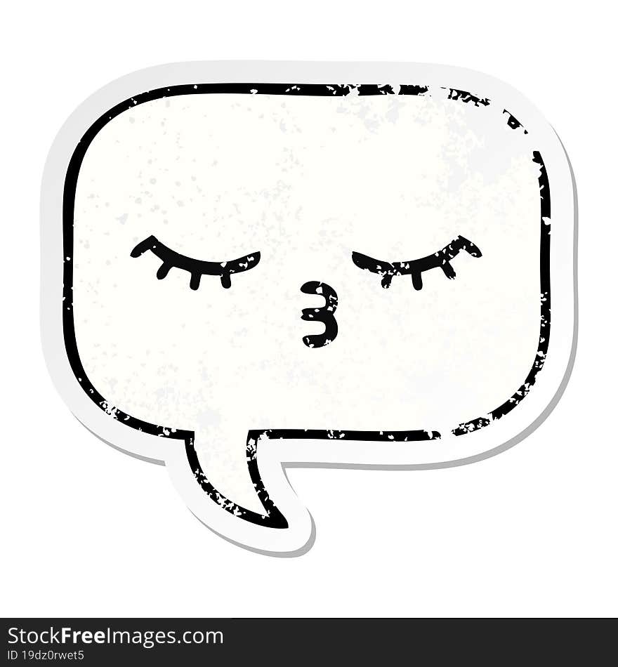 distressed sticker of a cute cartoon speech bubble