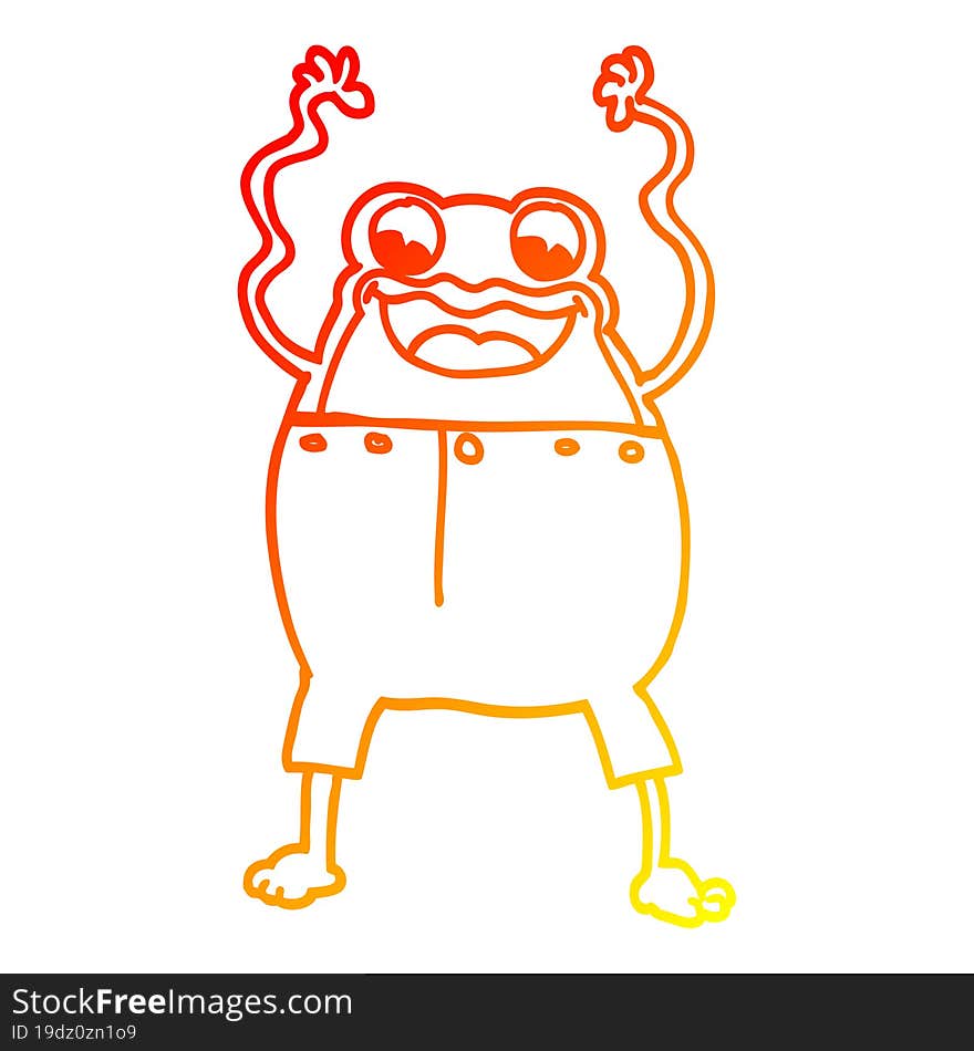 warm gradient line drawing cartoon frog