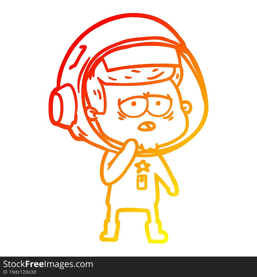 warm gradient line drawing cartoon tired astronaut