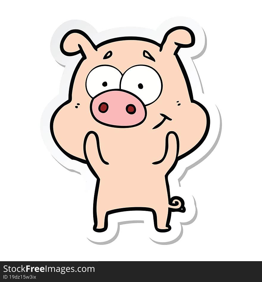 sticker of a happy cartoon pig