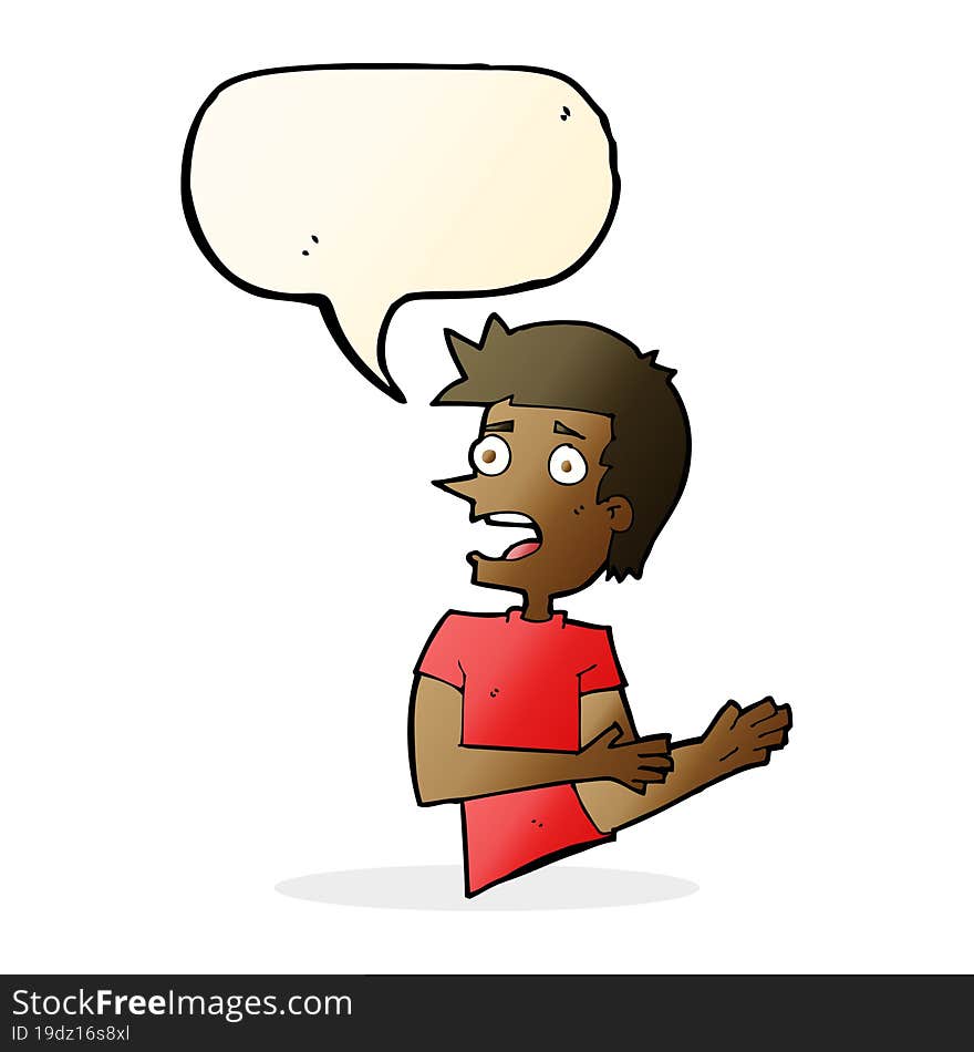 cartoon stressed man with speech bubble