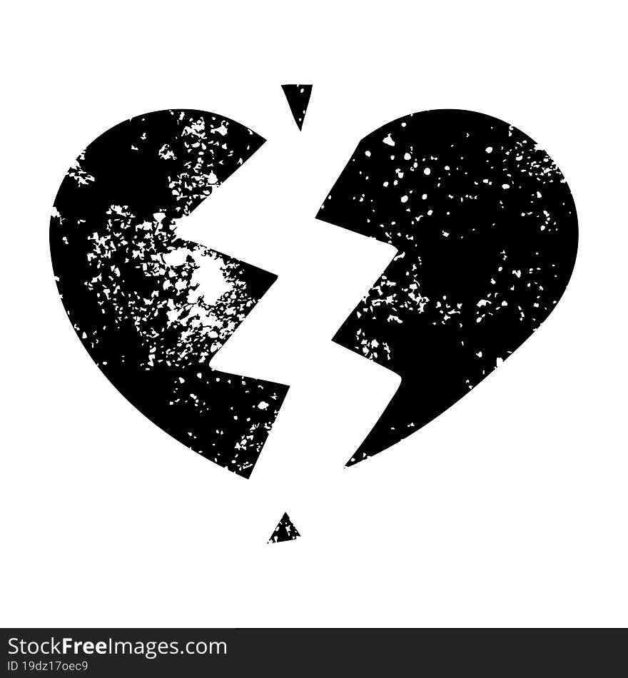 distressed symbol broken heart