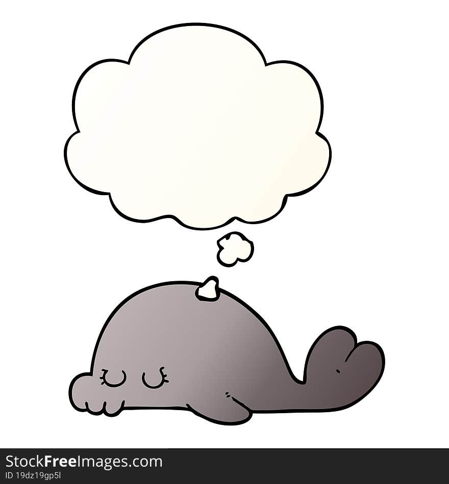 Cartoon Seal And Thought Bubble In Smooth Gradient Style