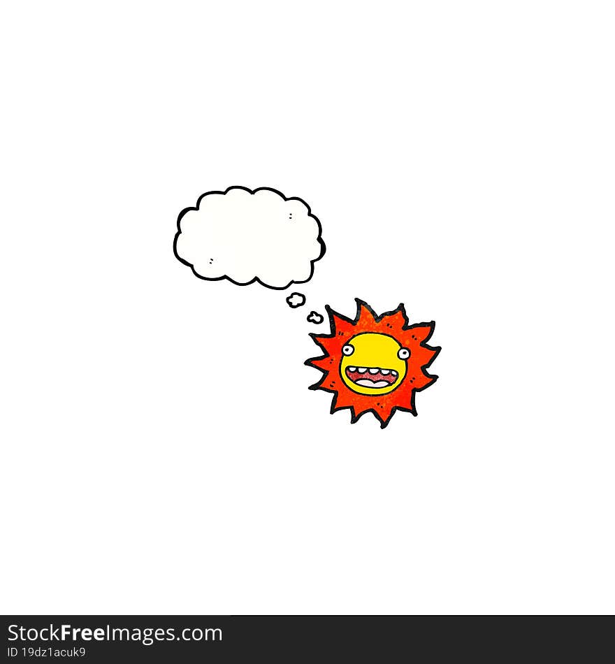 cartoon sun with thought bubble