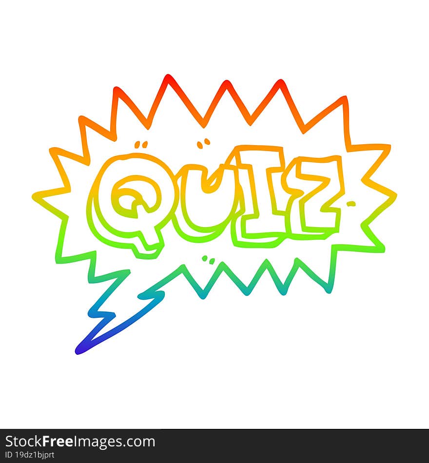 rainbow gradient line drawing of a cartoon font quiz