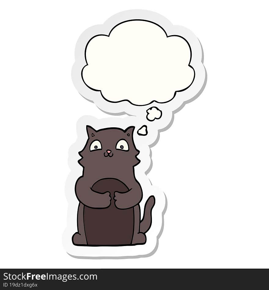 cartoon cat and thought bubble as a printed sticker