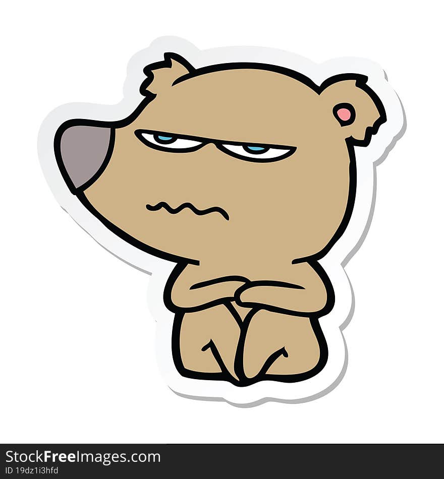 sticker of a angry bear cartoon