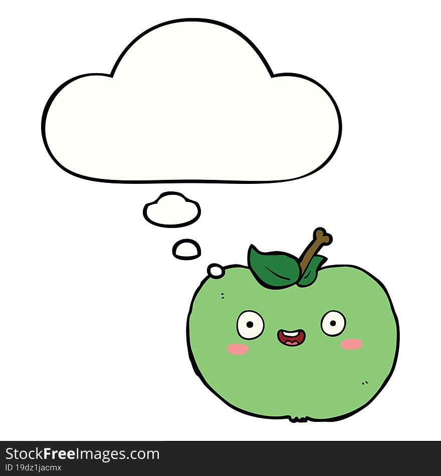 cartoon apple and thought bubble