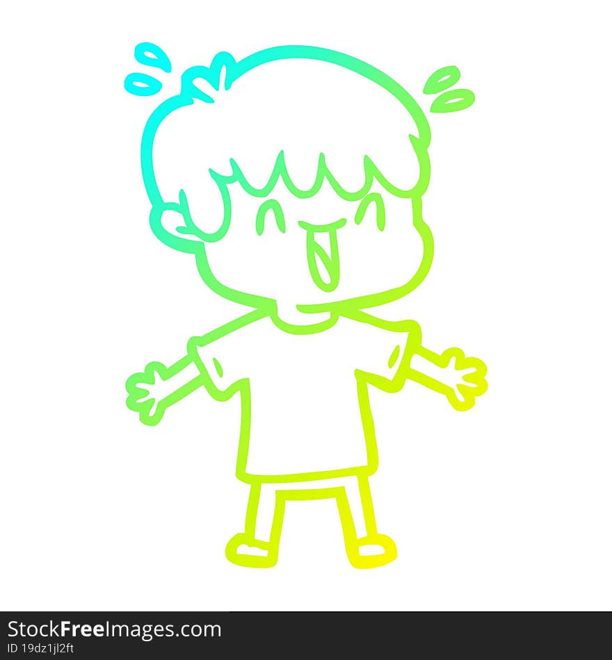 cold gradient line drawing cartoon laughing boy