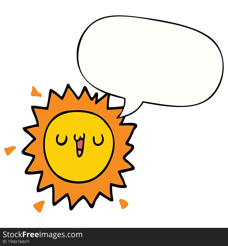 cartoon sun with speech bubble. cartoon sun with speech bubble