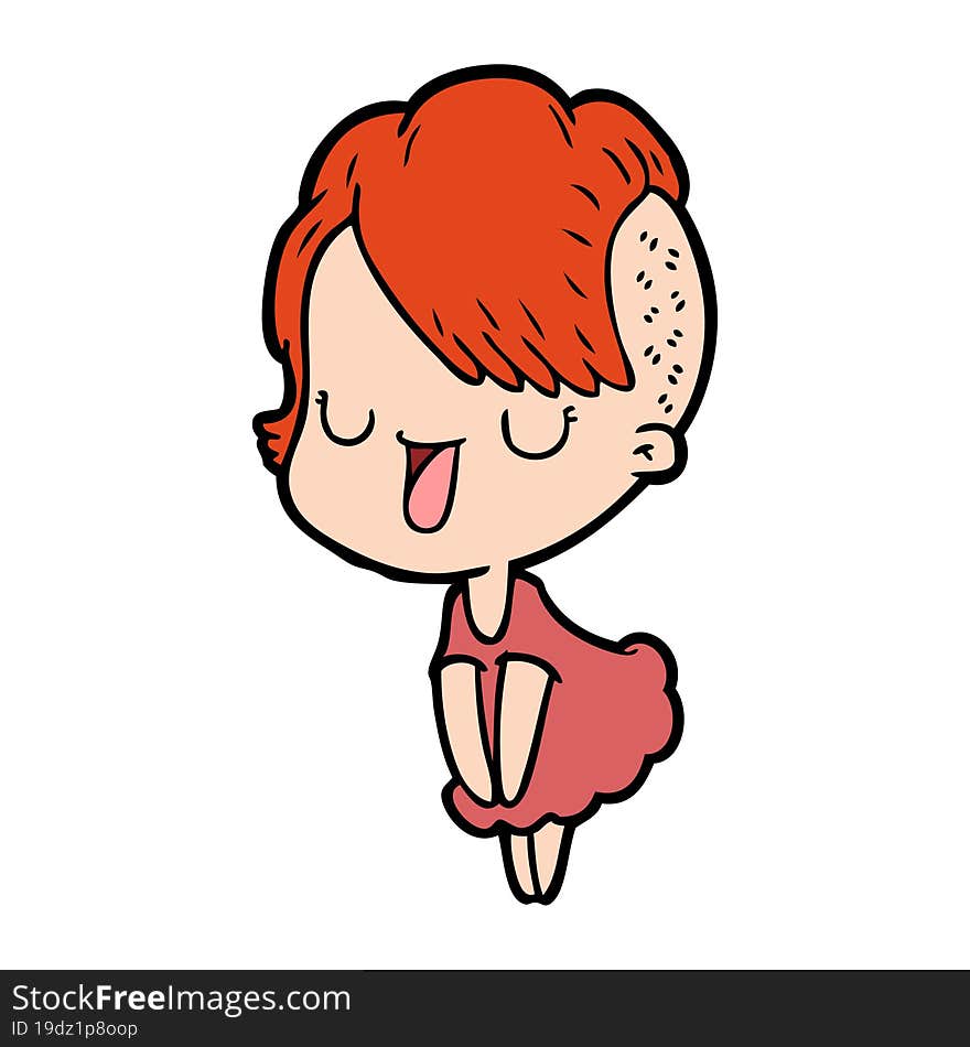 cute cartoon girl with hipster haircut. cute cartoon girl with hipster haircut