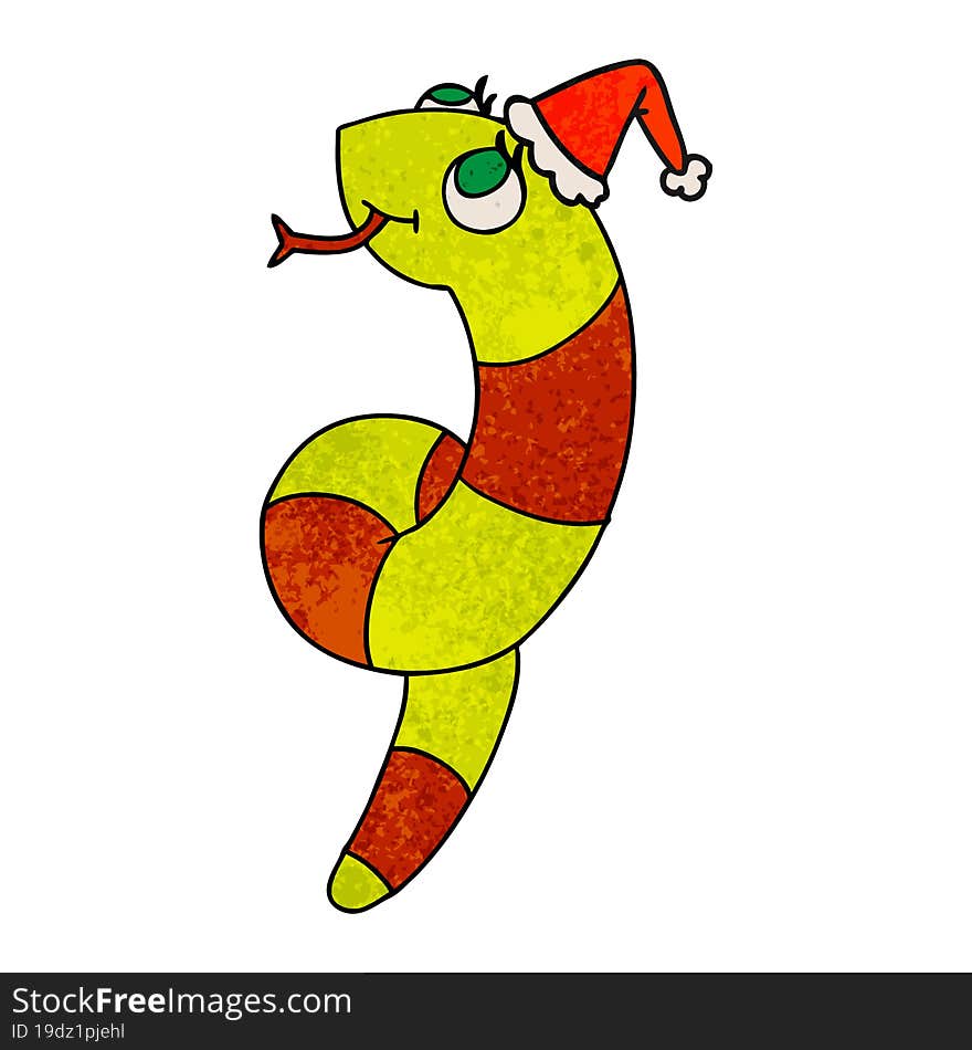 christmas textured cartoon of kawaii snake