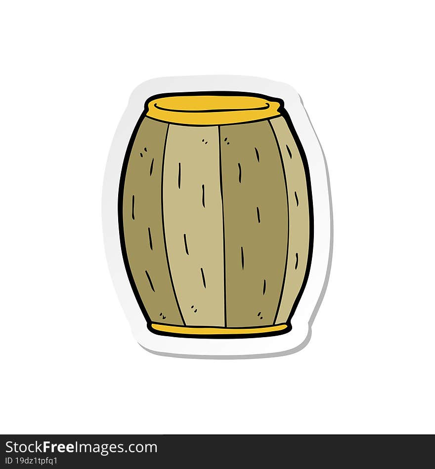 Sticker Of A Cartoon Beer Barrel